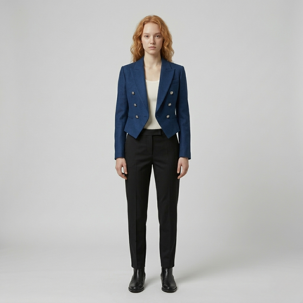Women's Cropped Double-Breasted Blazer