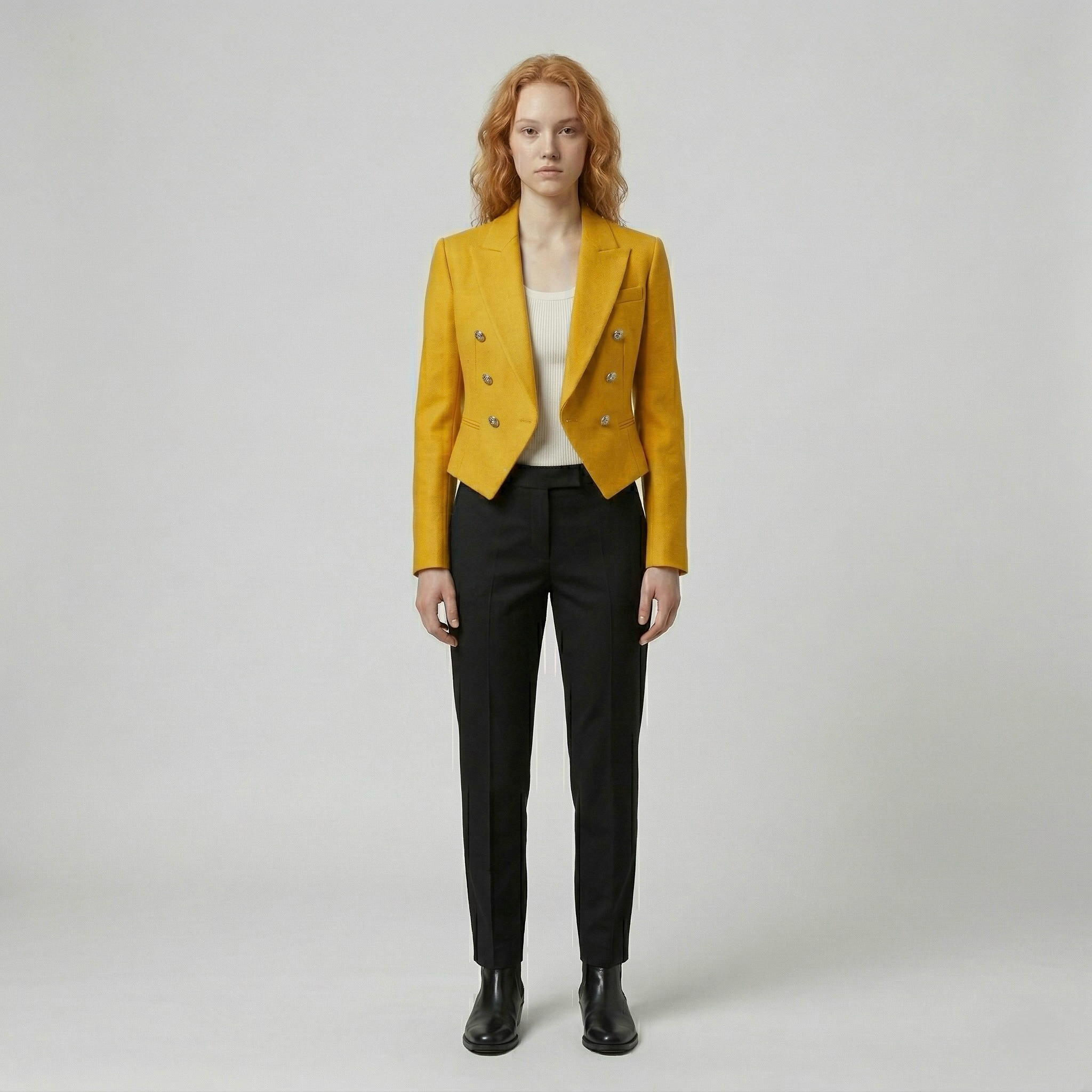 Women's Cropped Double-Breasted Blazer