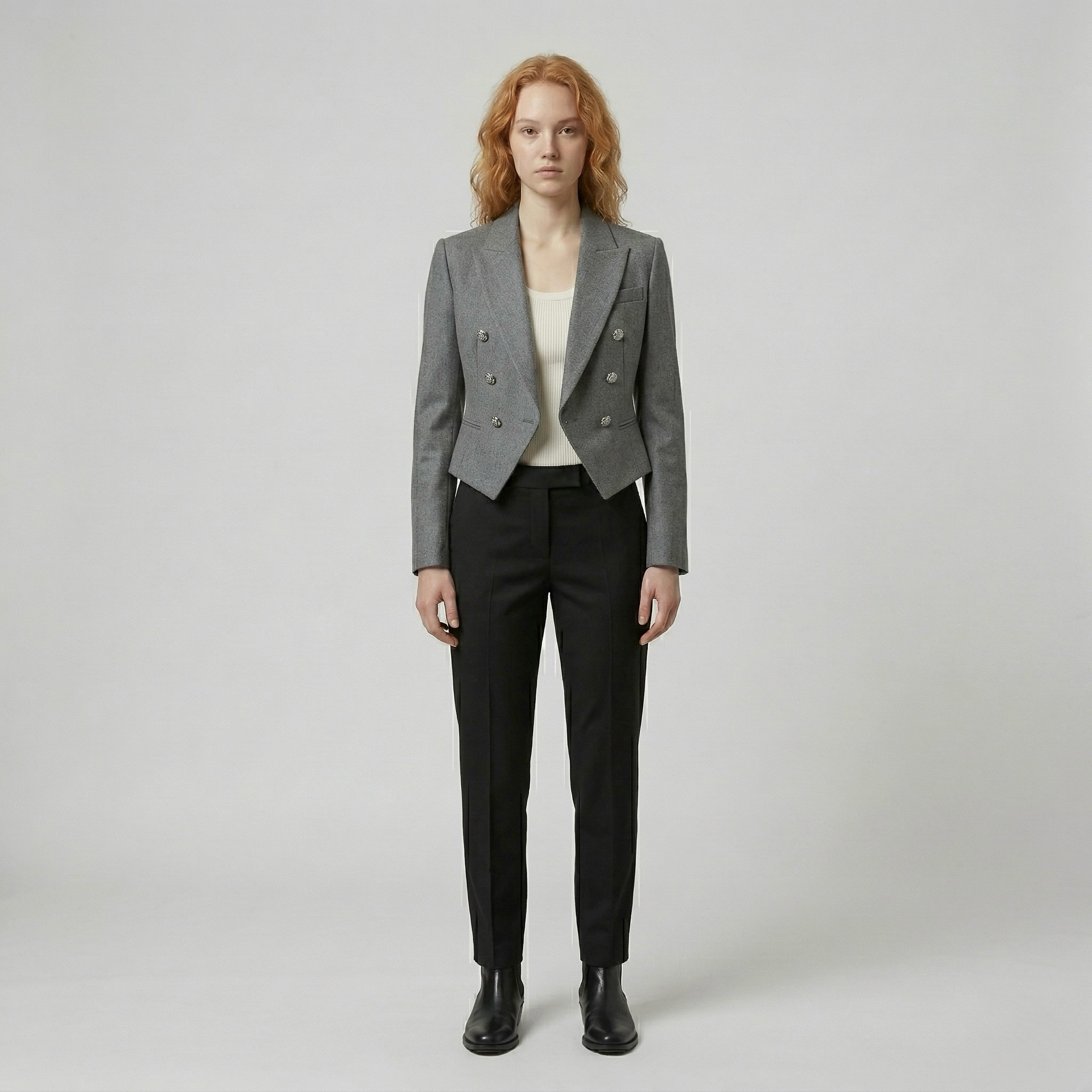 Women's Cropped Double-Breasted Blazer