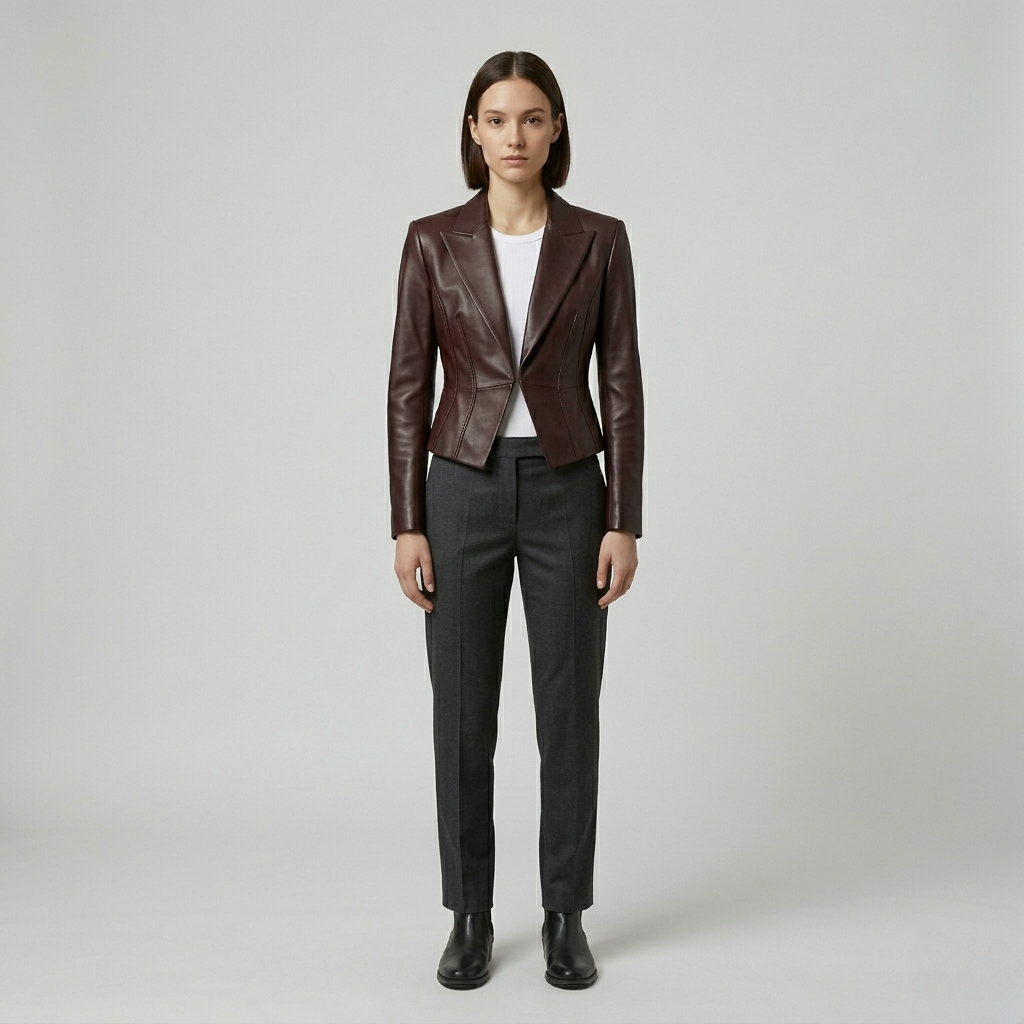 Women's Structured Faux-Leather Blazer