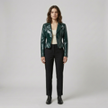 Women's Glossy Cropped Moto Jacket