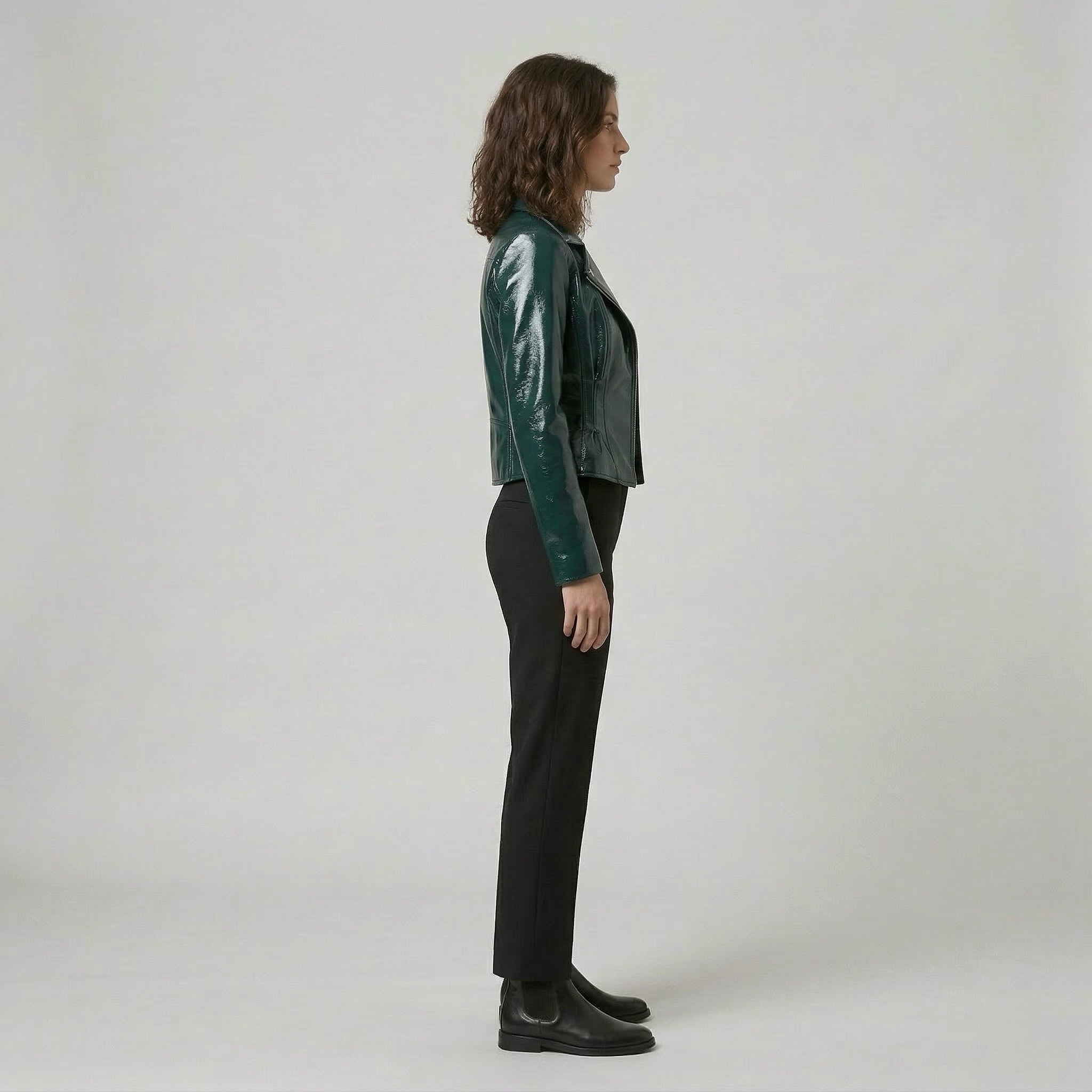 Women's Glossy Cropped Moto Jacket