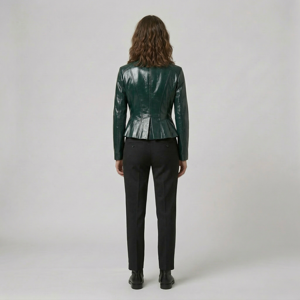 Women's Glossy Cropped Moto Jacket