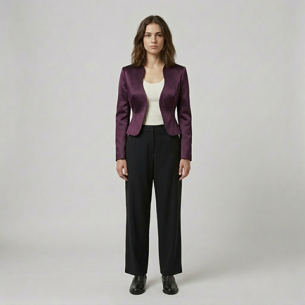 Women's Satin-Finish Cropped Blazer