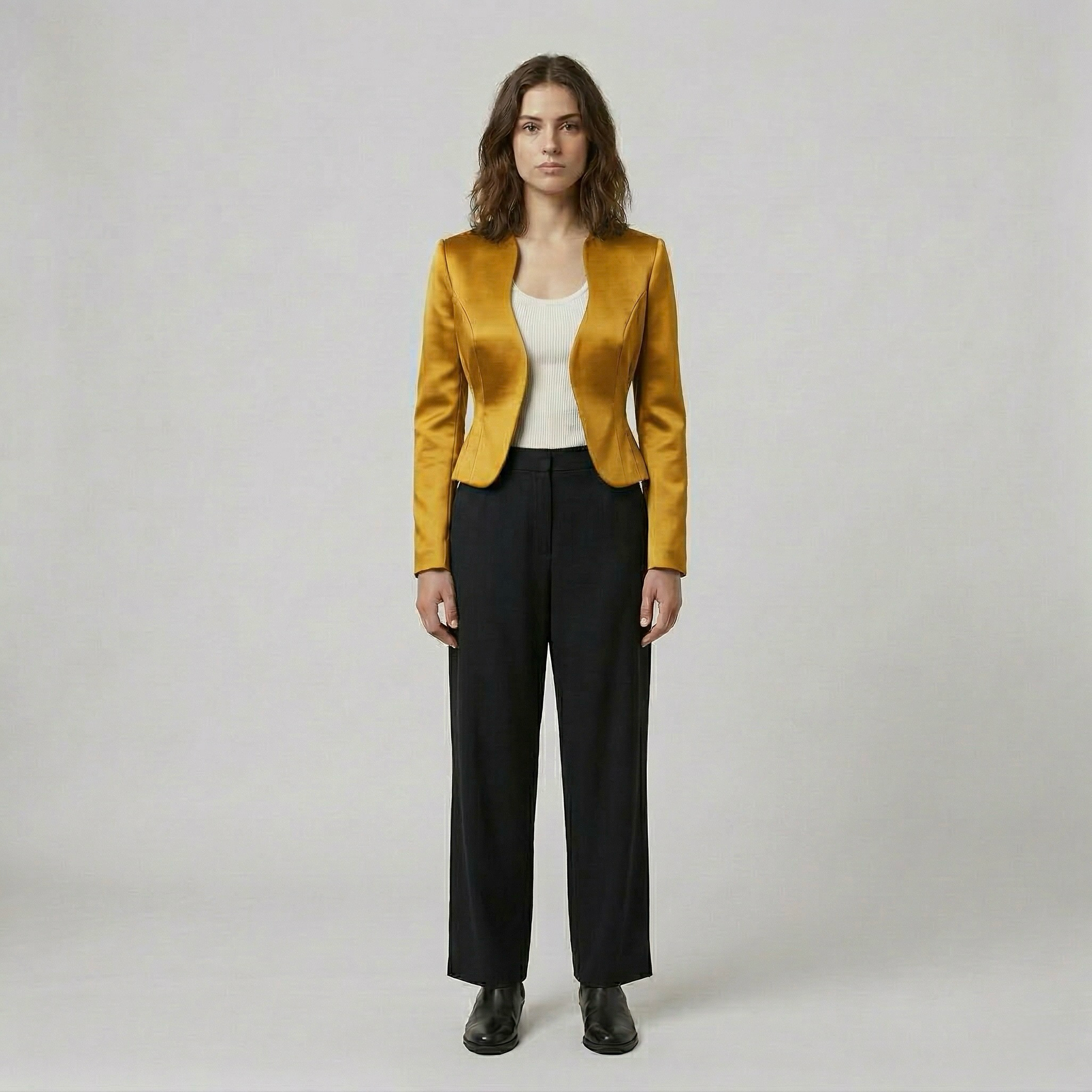 Women's Satin-Finish Cropped Blazer