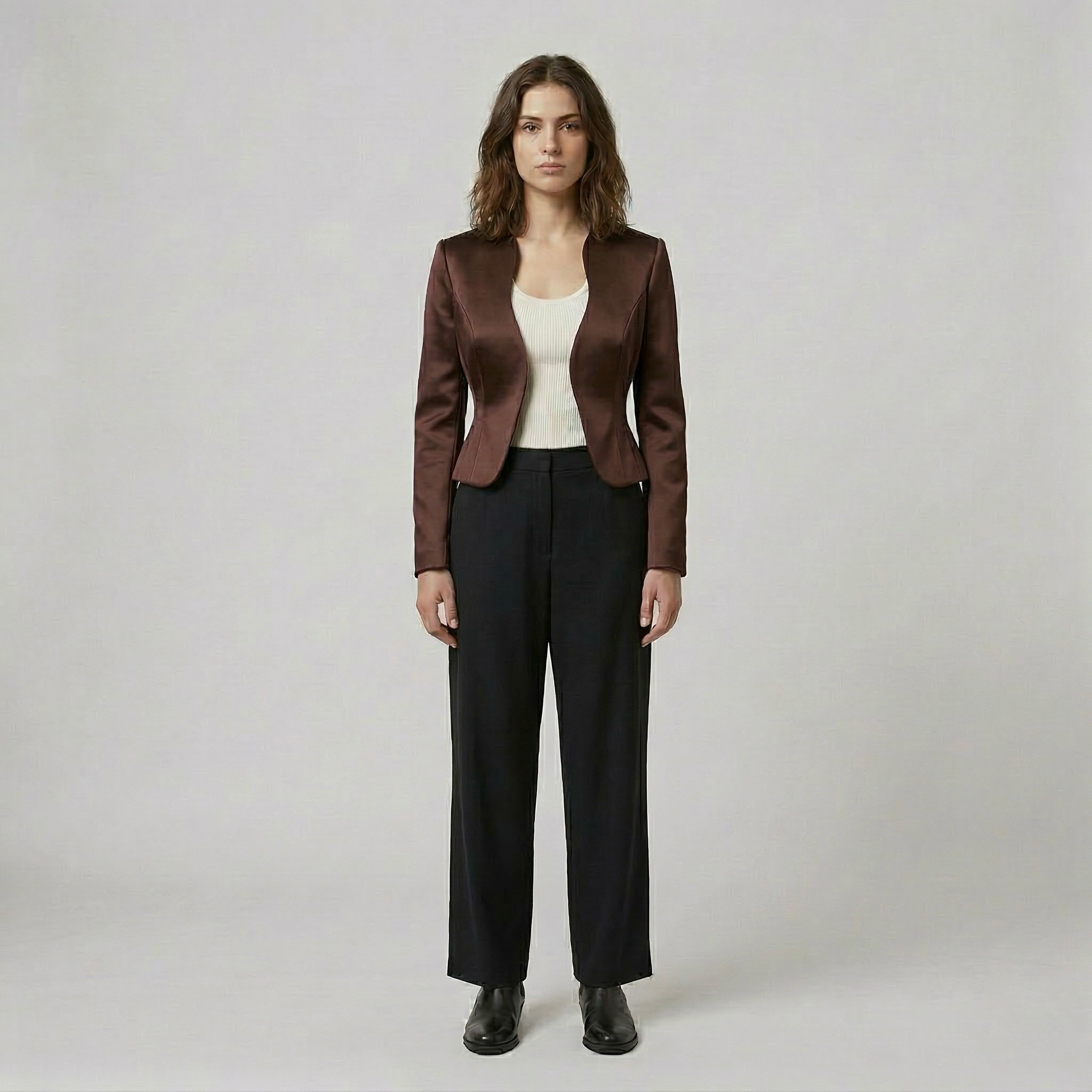 Women's Satin-Finish Cropped Blazer