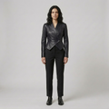 Women's Asymmetric Faux-Leather Wrap Blazer