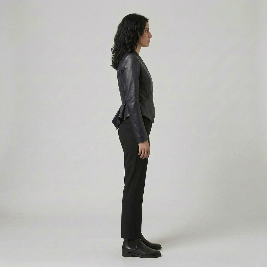 Women's Asymmetric Faux-Leather Wrap Blazer