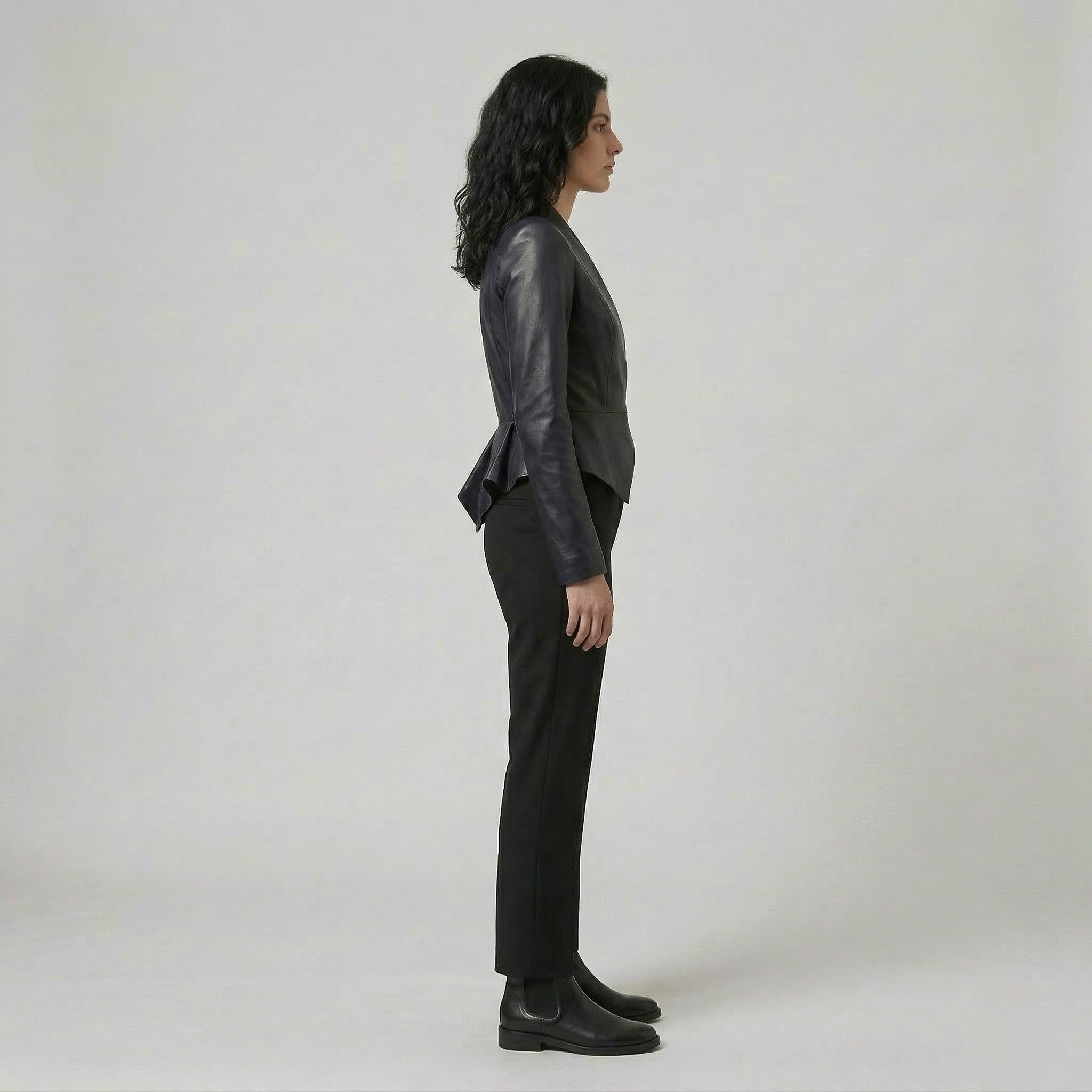 Women's Asymmetric Faux-Leather Wrap Blazer