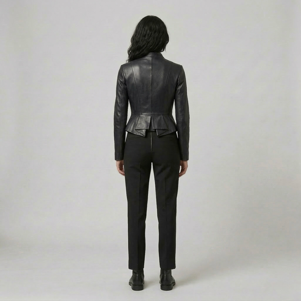 Women's Asymmetric Faux-Leather Wrap Blazer