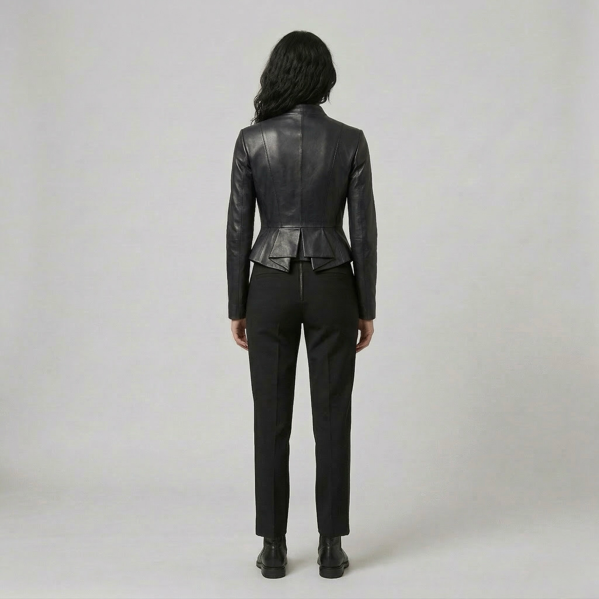 Women's Asymmetric Faux-Leather Wrap Blazer