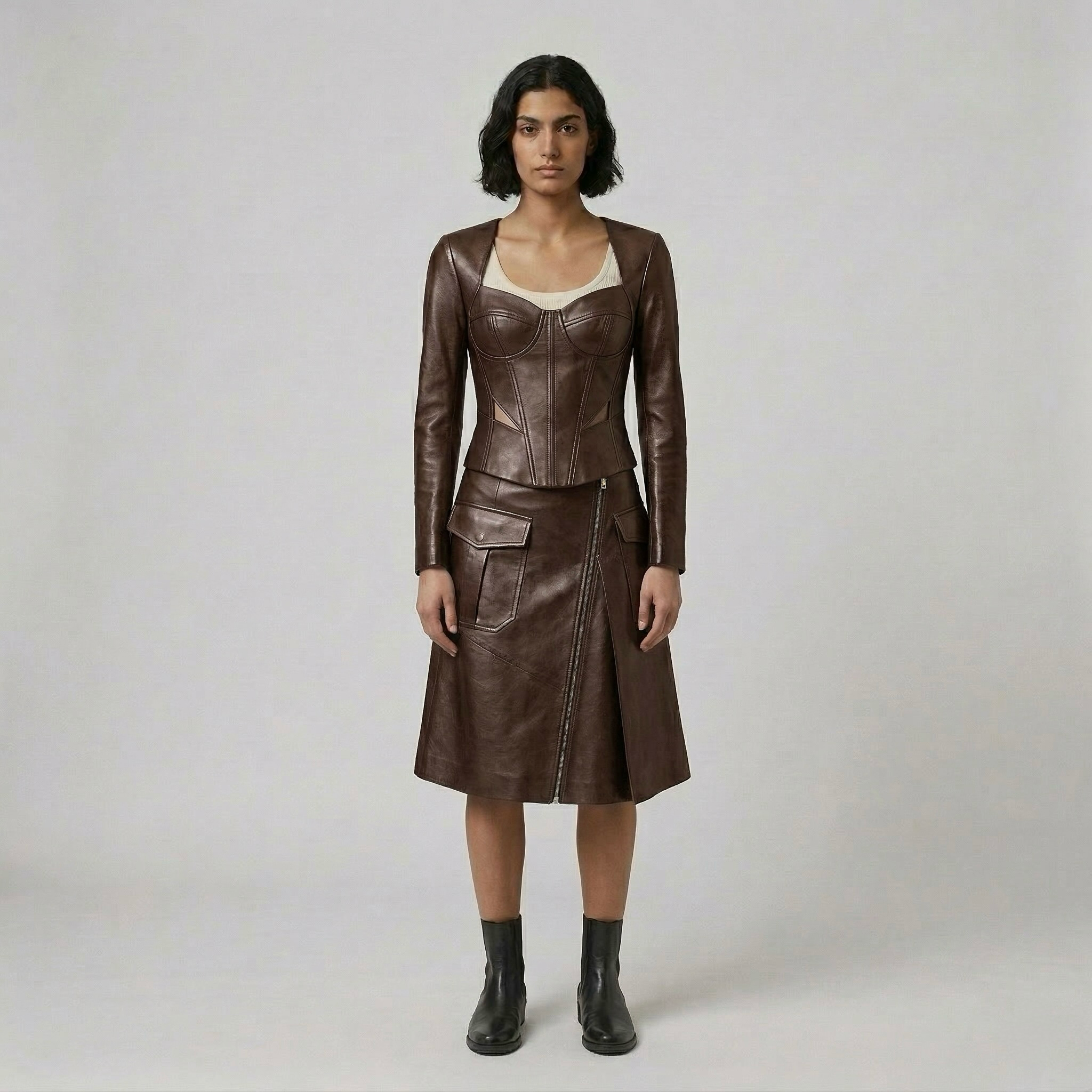 Women's Metallic Corset & Trouser Set