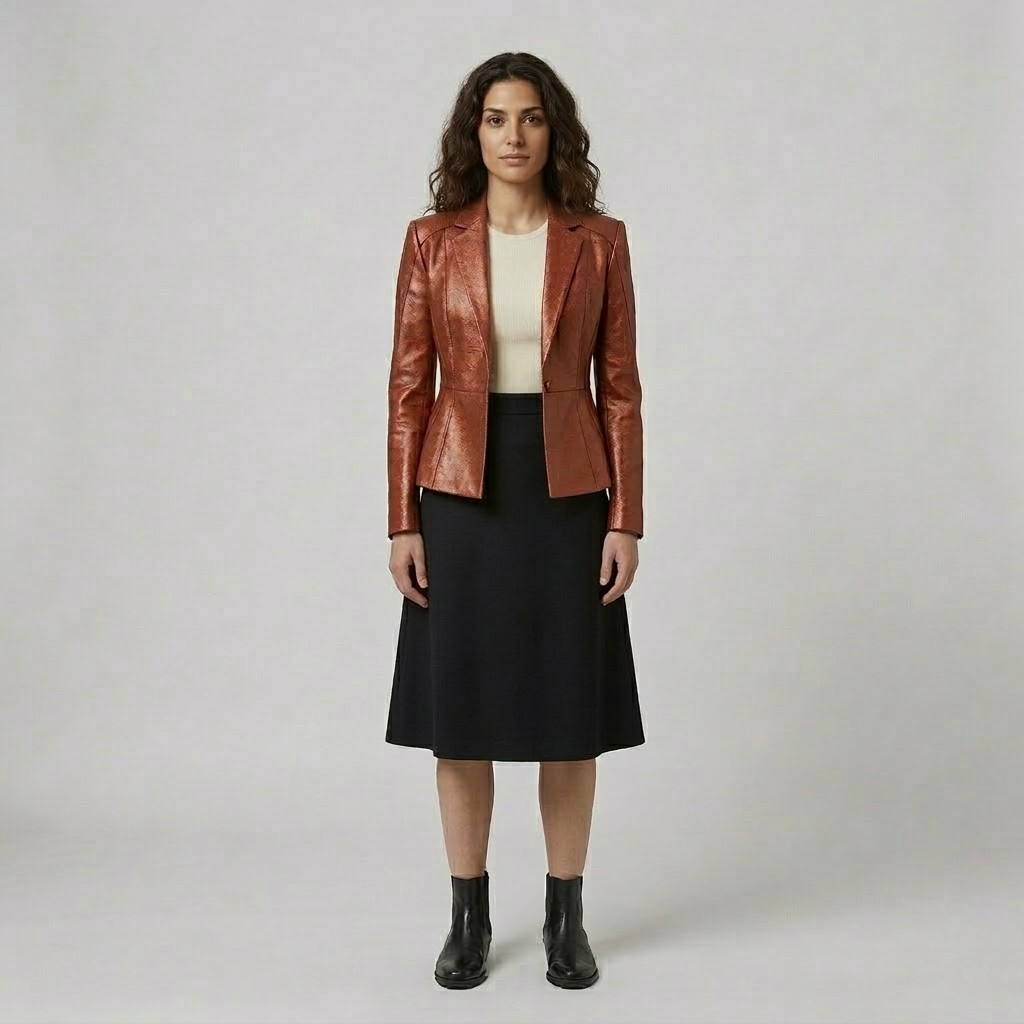 Women's Faux-Leather Tailored Blazer