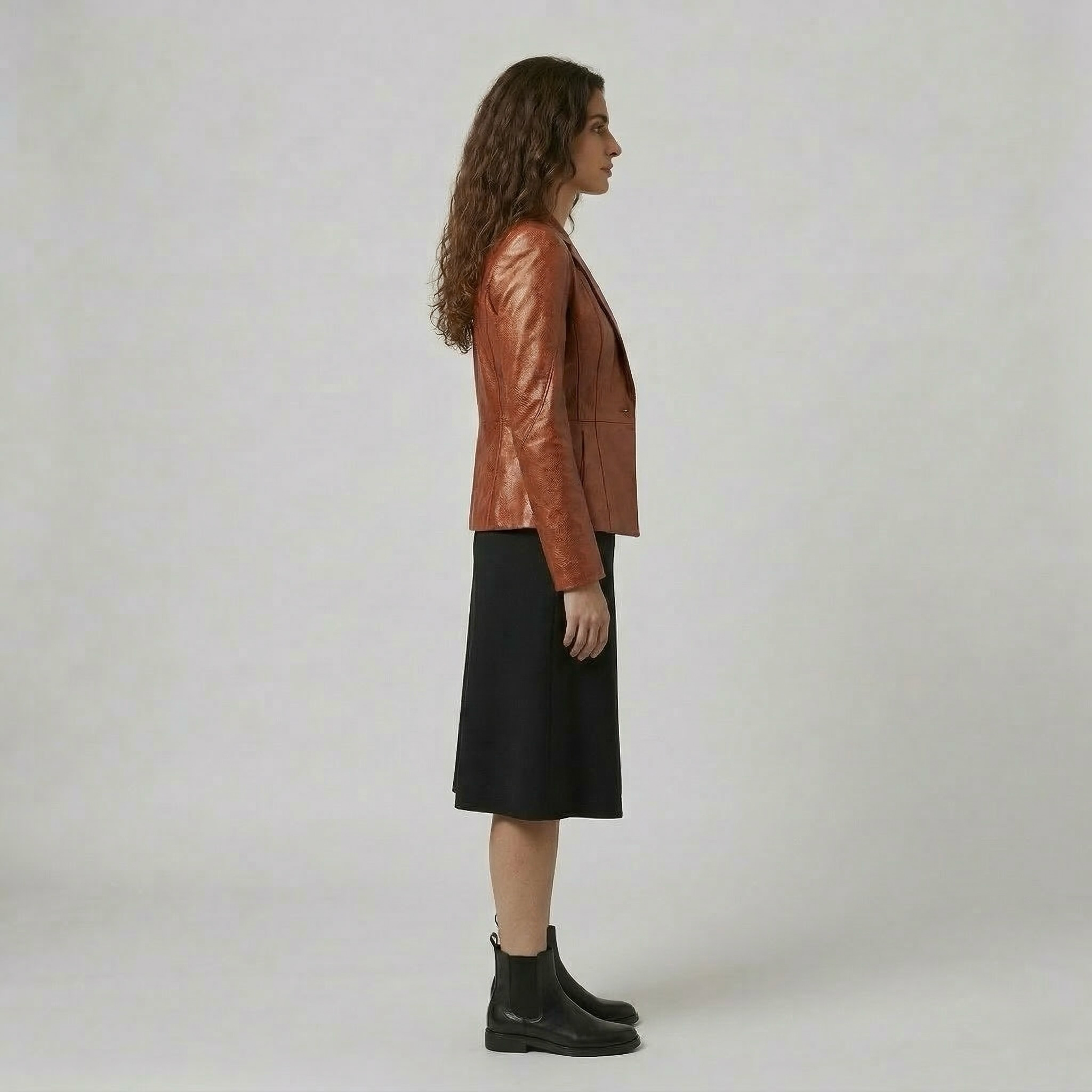 Women's Faux-Leather Tailored Blazer