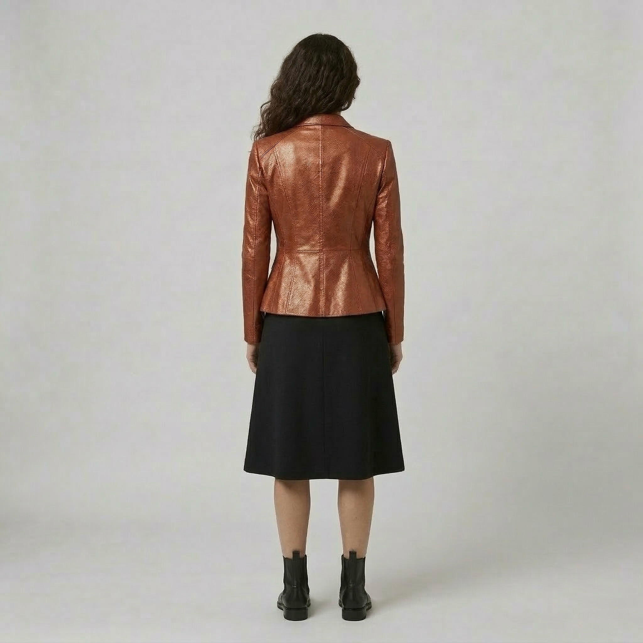 Women's Faux-Leather Tailored Blazer