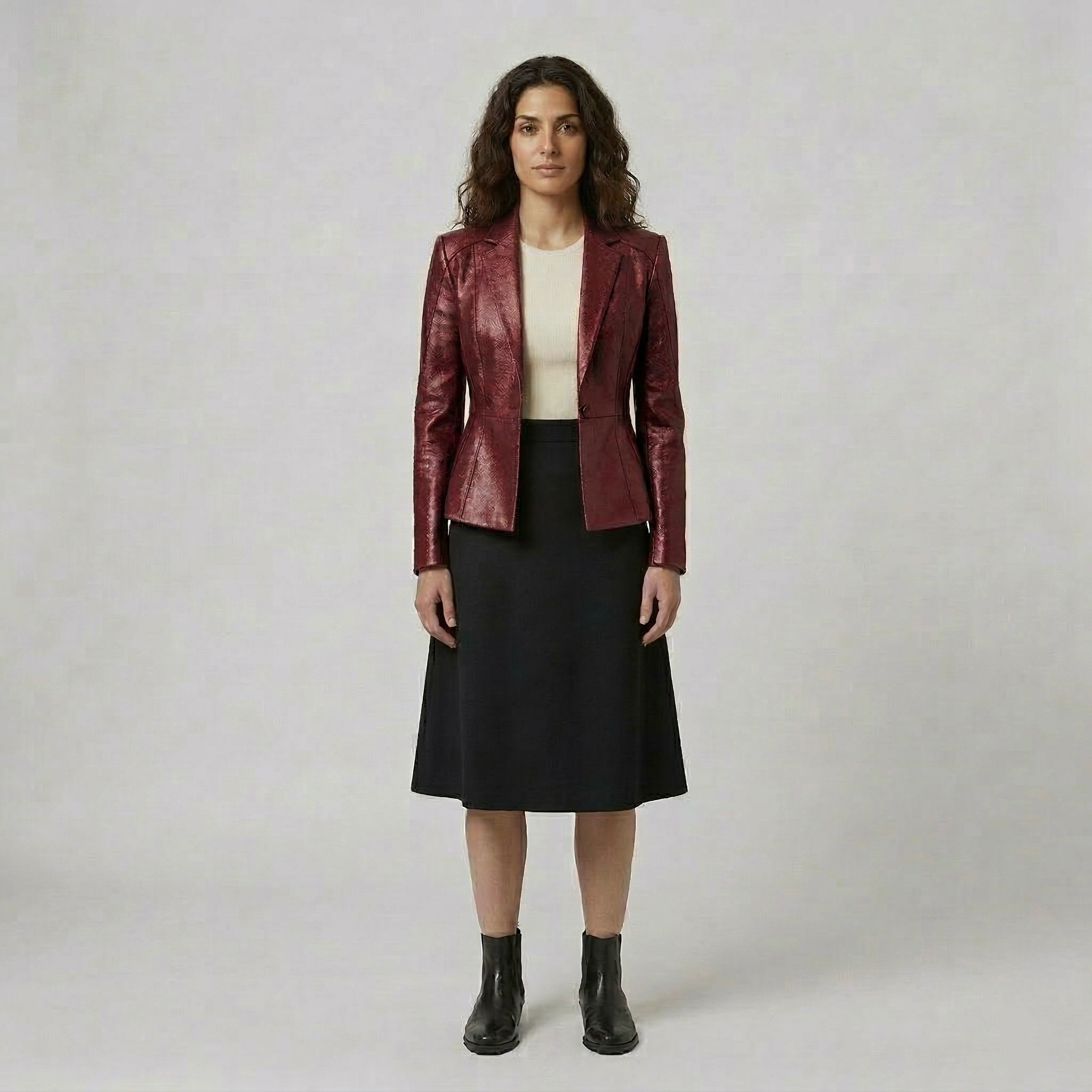 Women's Faux-Leather Tailored Blazer