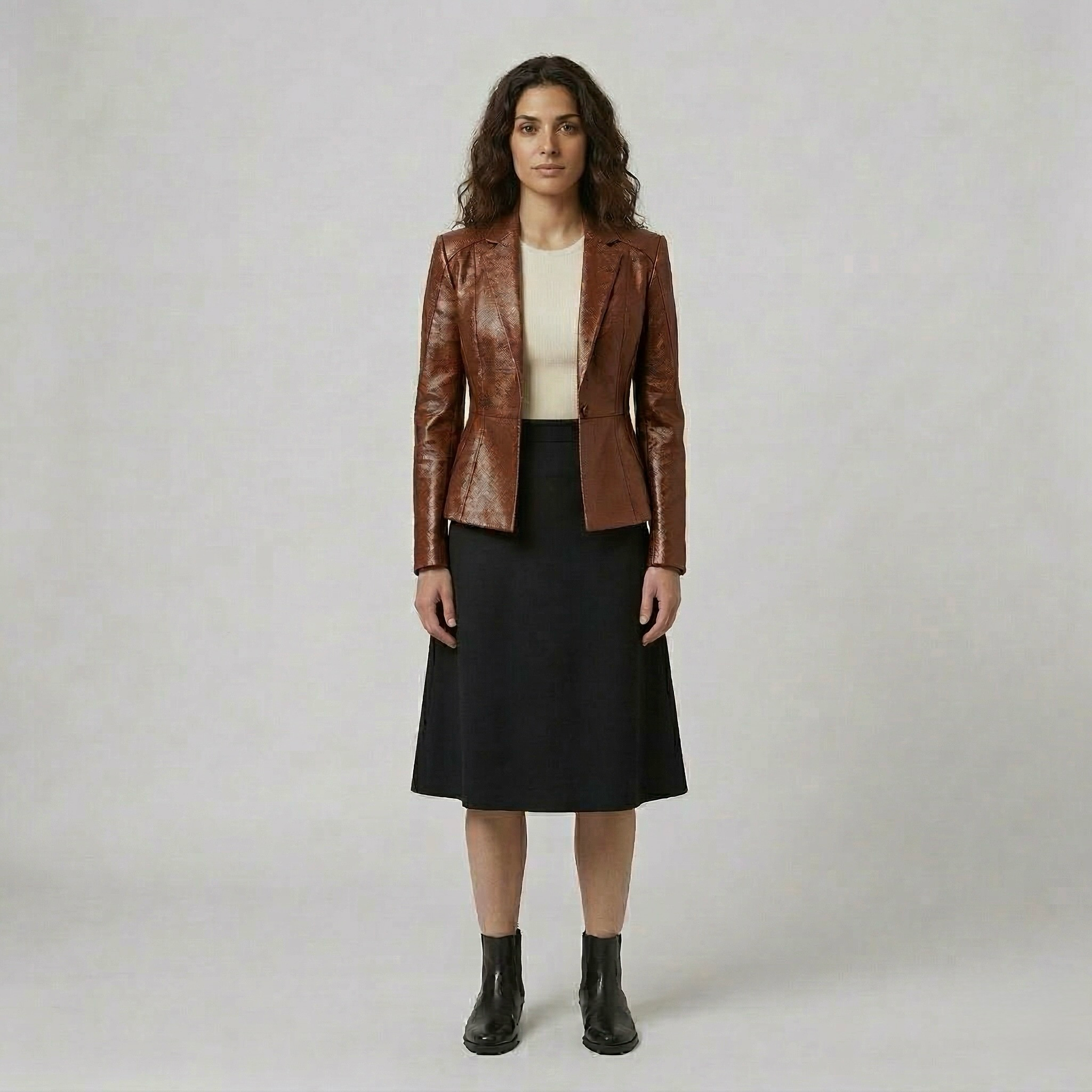 Women's Faux-Leather Tailored Blazer