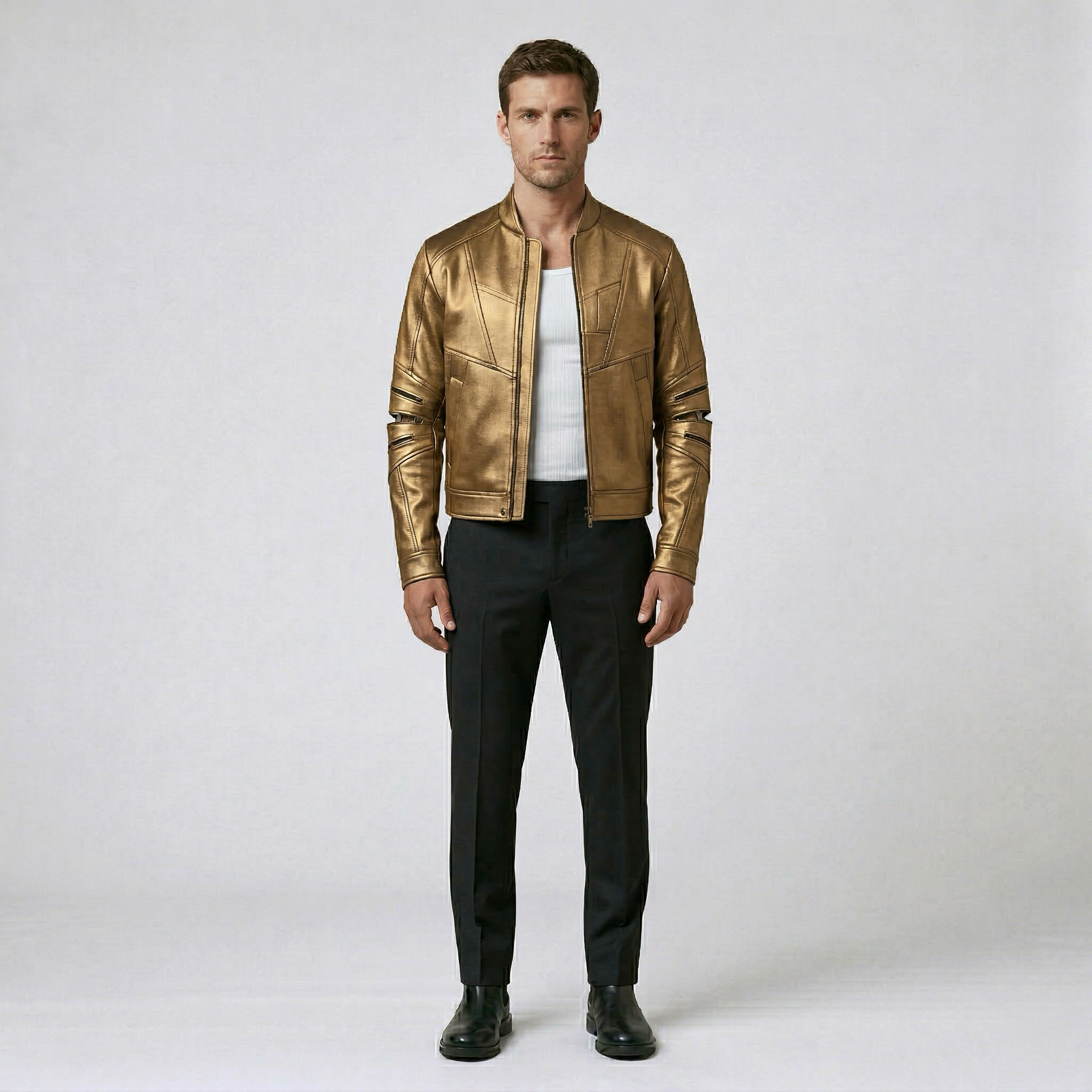 Men's Panel-Detail Moto Jacket