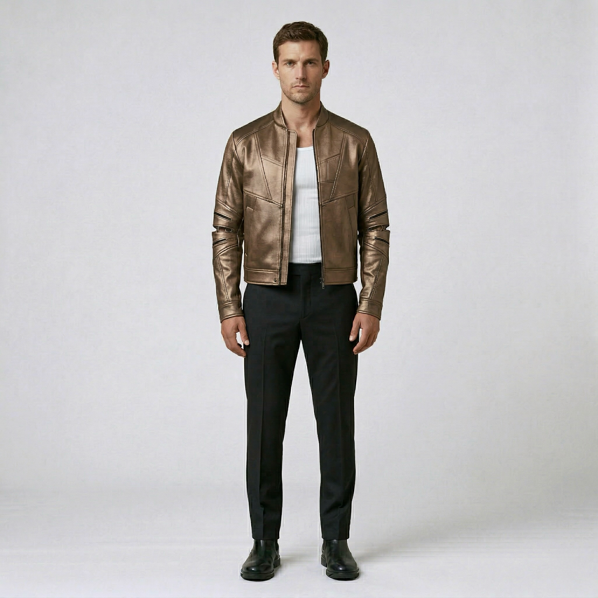 Men's Panel-Detail Moto Jacket