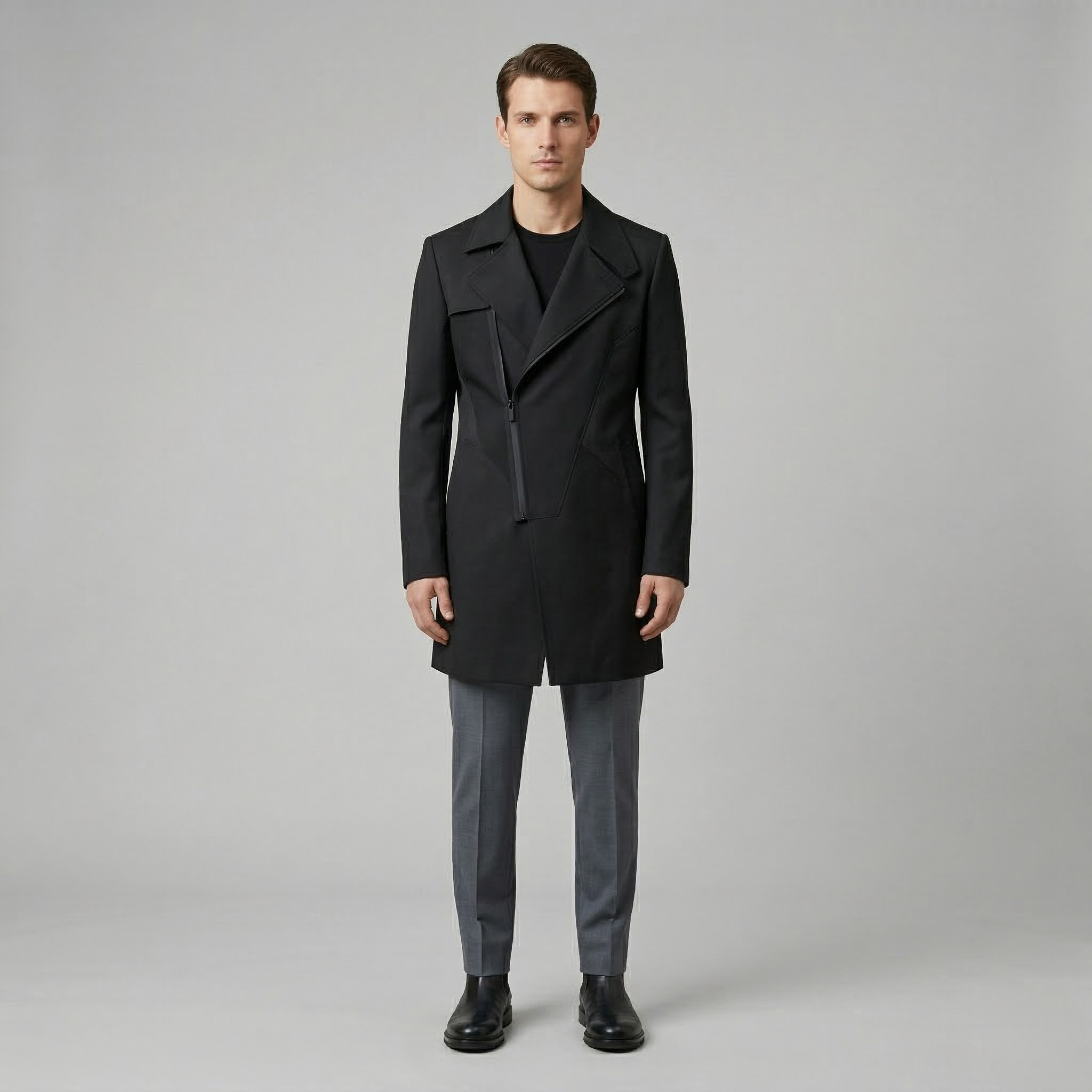 Men's Asymmetric Long Coat