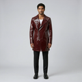 Men's High-Shine Faux-Leather Coat