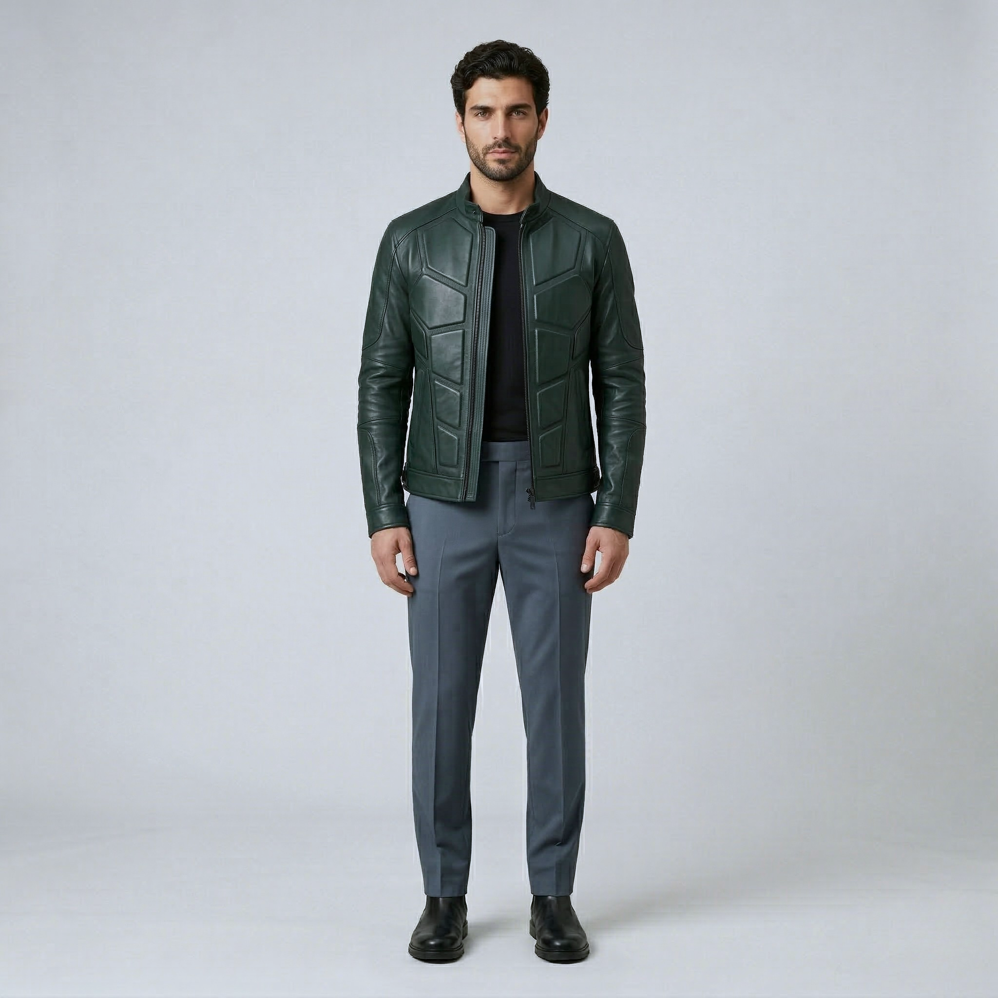 Men's Paneled Faux-Leather Jacket