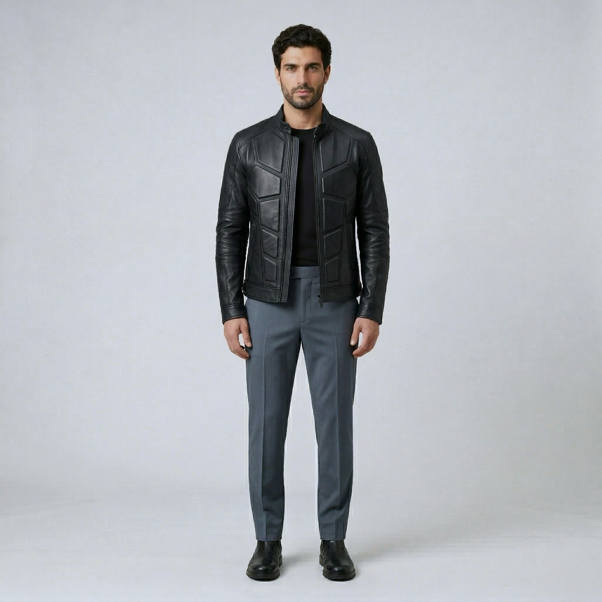 Men's Paneled Faux-Leather Jacket