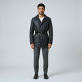 Men's Belted Faux-Leather Jacket