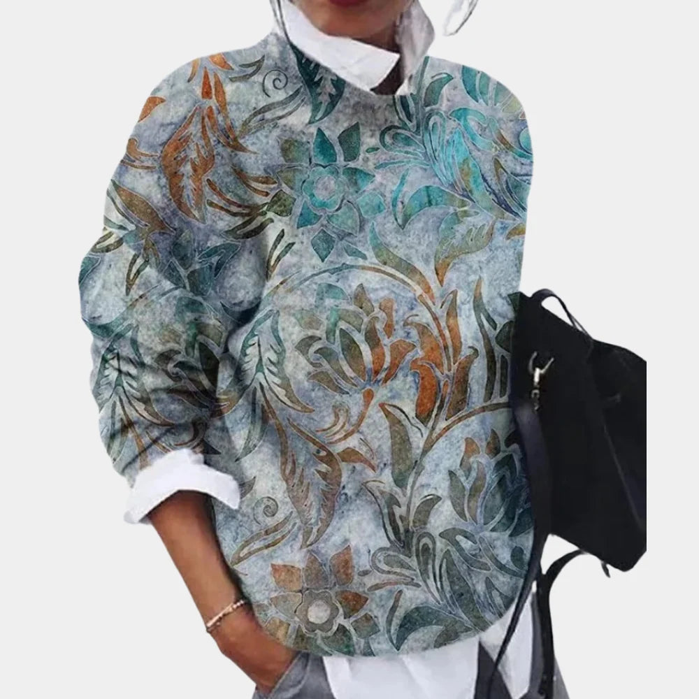 Alice Collection | Women's Printed Crewneck Sweater with Relaxed Fit | Lightweight Pullover for Casual Comfort 4