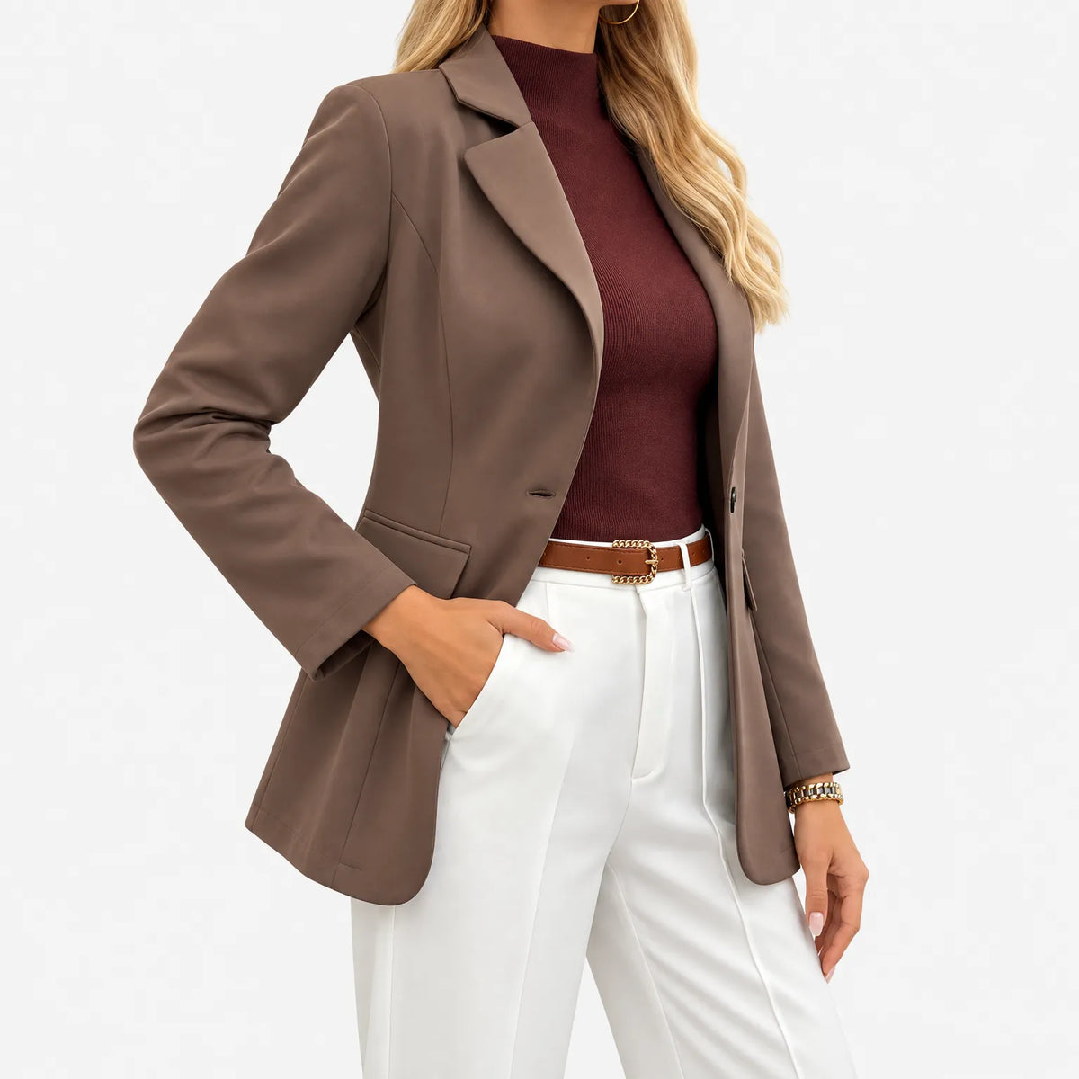 Bobbie  - Women's Longline Casual Lapel Blazer