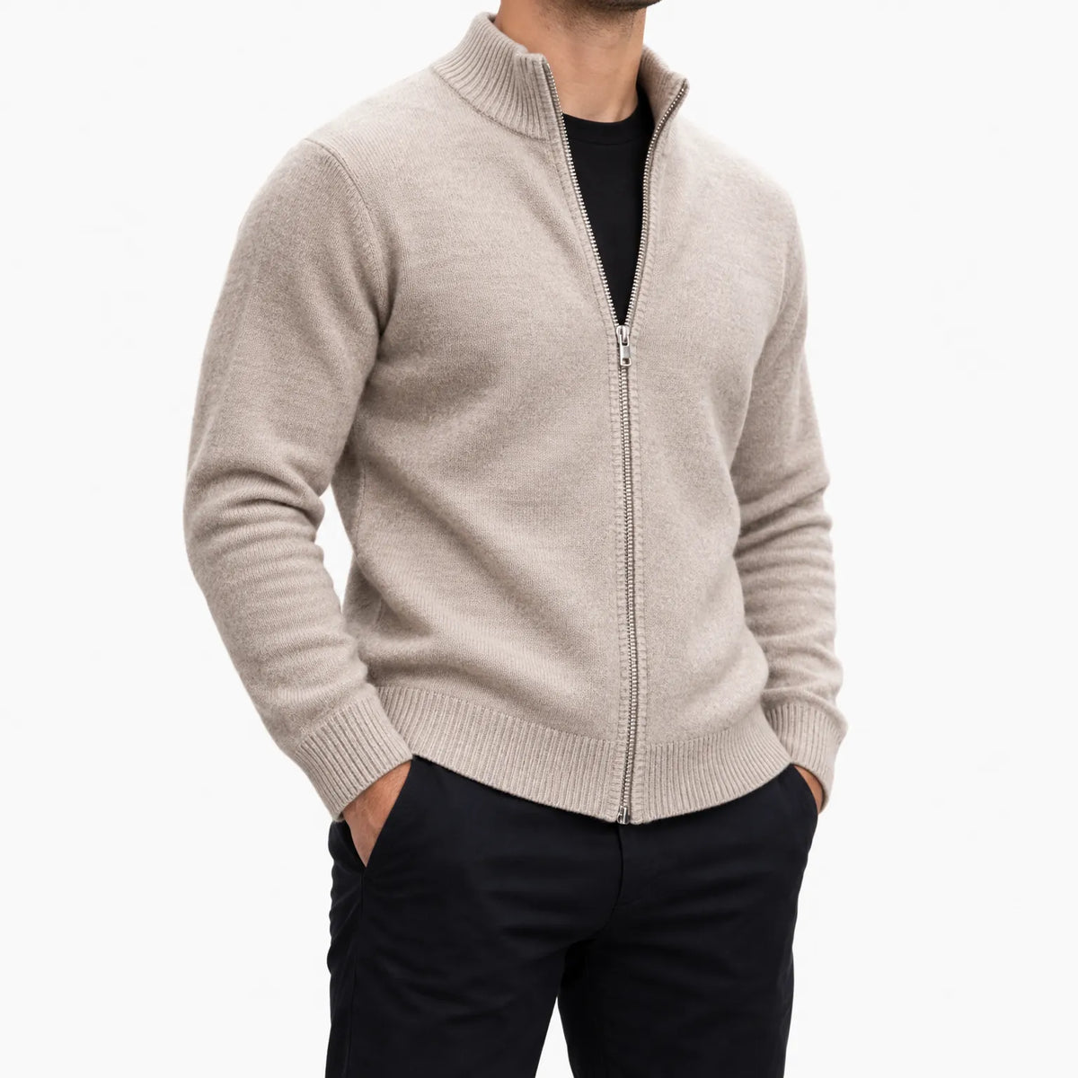Cameron  - Mens Full Zip Knit Cardigan