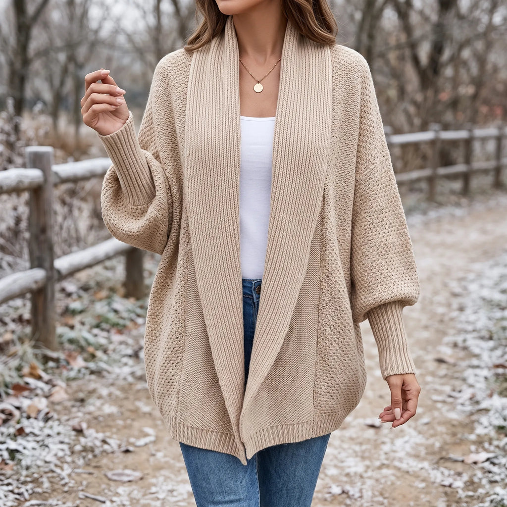 Cassandra  - Classic Open Front Knit Cardigan Sweater