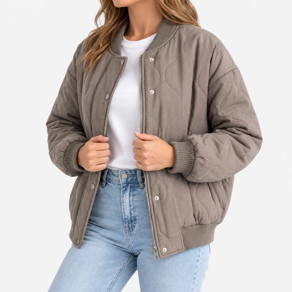 Christina  - Quilted Relaxed Fit Bomber Jacket