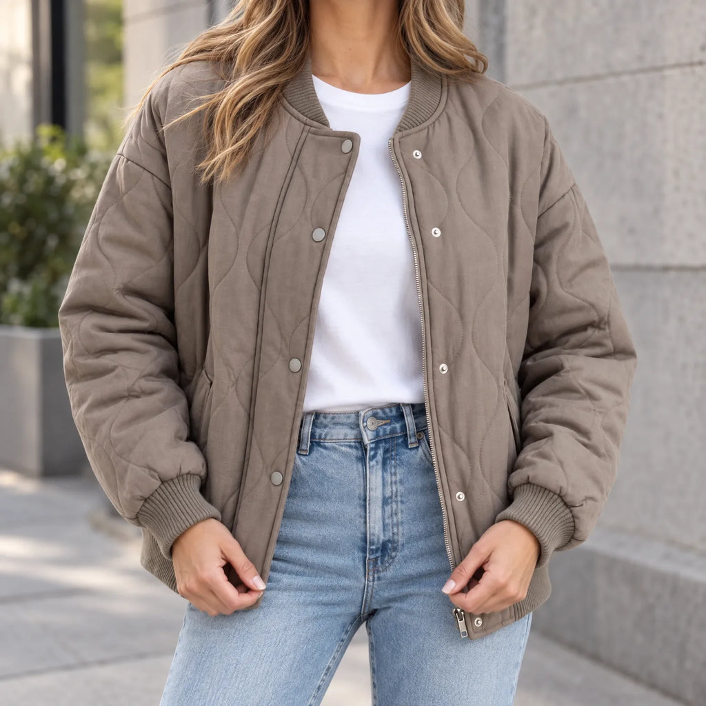 Christina  - Quilted Relaxed Fit Bomber Jacket