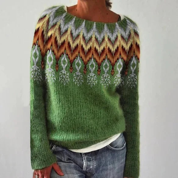 Classic Collection | Women's Crew Neck Fair Isle Sweater with Multi-Color Pattern | Relaxed Fit for Cozy Everyday Comfort 4