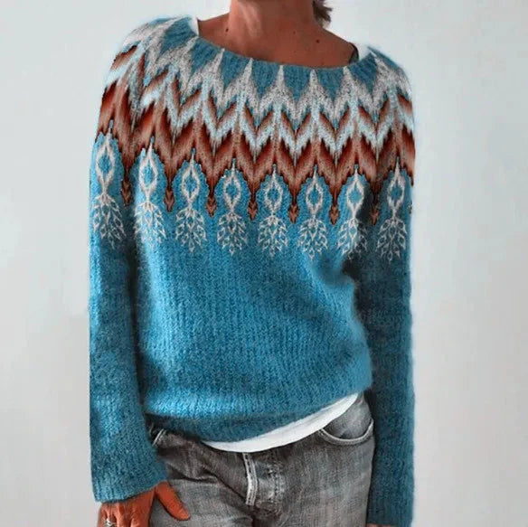 Classic Collection | Women's Crew Neck Fair Isle Sweater with Multi-Color Pattern | Relaxed Fit for Cozy Everyday Comfort 5