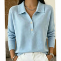 Classic Knit Pullover Sweater with Collared Button-Placket for Comfortable Everyday Wear 0