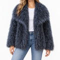 Claudia  - Turn-Down Collar Shaggy Jacket Coat