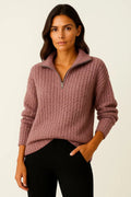 Cozy Collection | Ribbed Half-Zip High-Neck Sweater with Adjustable Zipper | Soft Knitwear for Comfortable Warmth 0