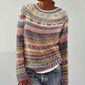 Cozy Collection | Women's Fair Isle Pullover Sweater with Relaxed Fit | Classic Round Neck Sweater for Warmth and Style 0