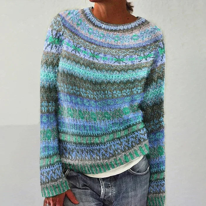 Cozy Collection | Women's Fair Isle Pullover Sweater with Relaxed Fit | Classic Round Neck Sweater for Warmth and Style 2