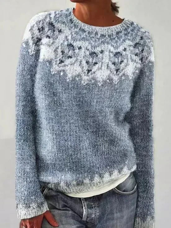 Cozy Collection | Women's Fair Isle Pullover Sweater with Relaxed Fit | Classic Round Neck Sweater for Warmth and Style 4