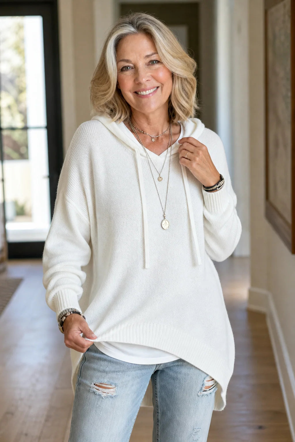 Cozy Knitwear | Oversized Hooded Sweater with Drawstring for Comfortable Layering 8