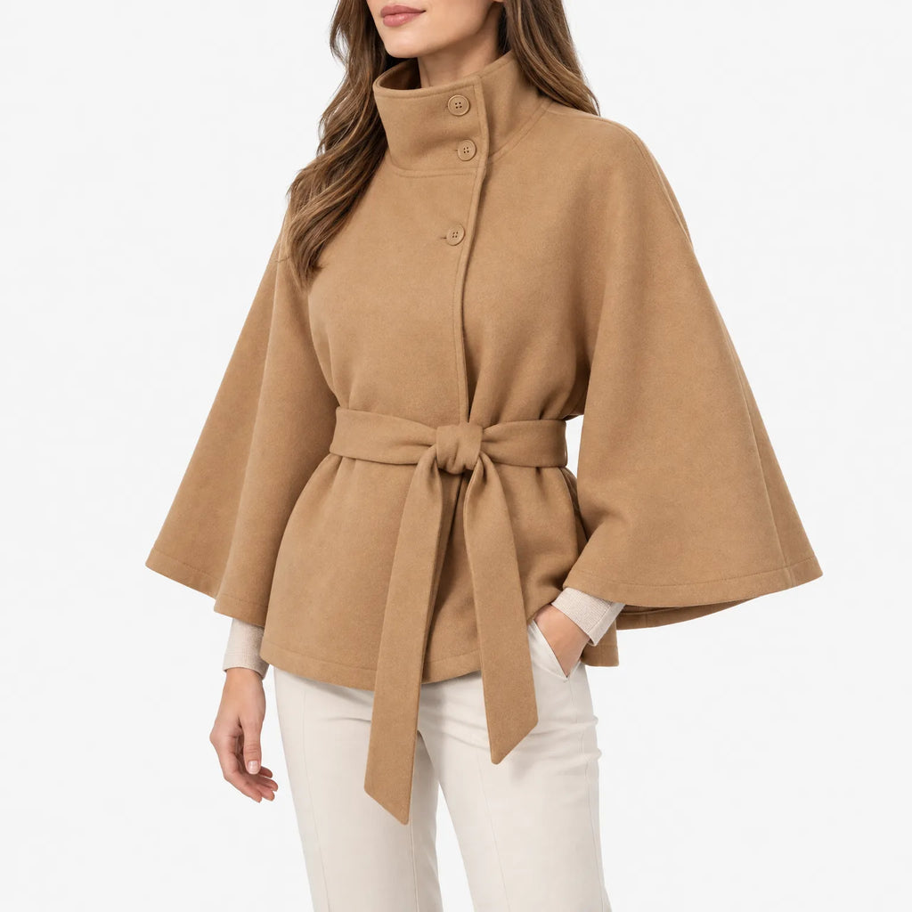 Daisy  - High Collar Belted Cape Jacket