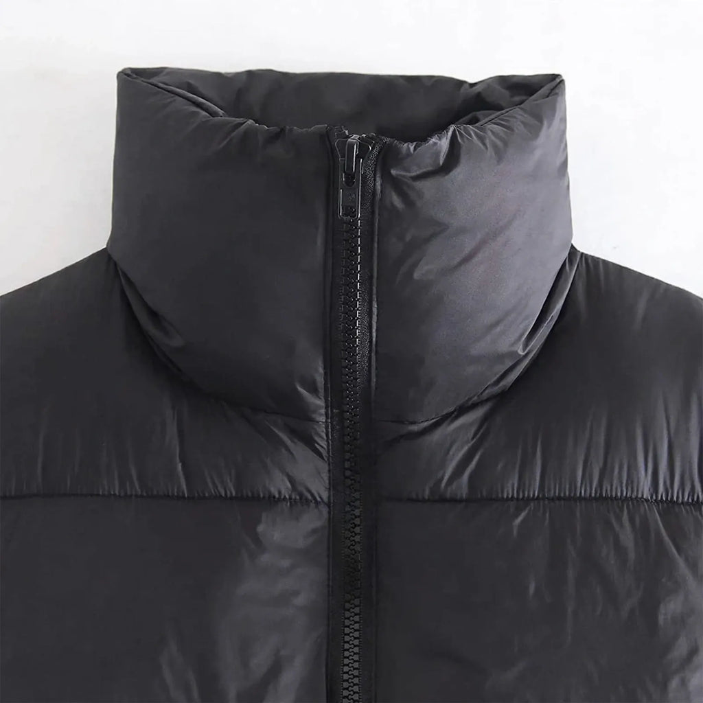 Desiree  - Cropped Stand Collar Puffer Vest