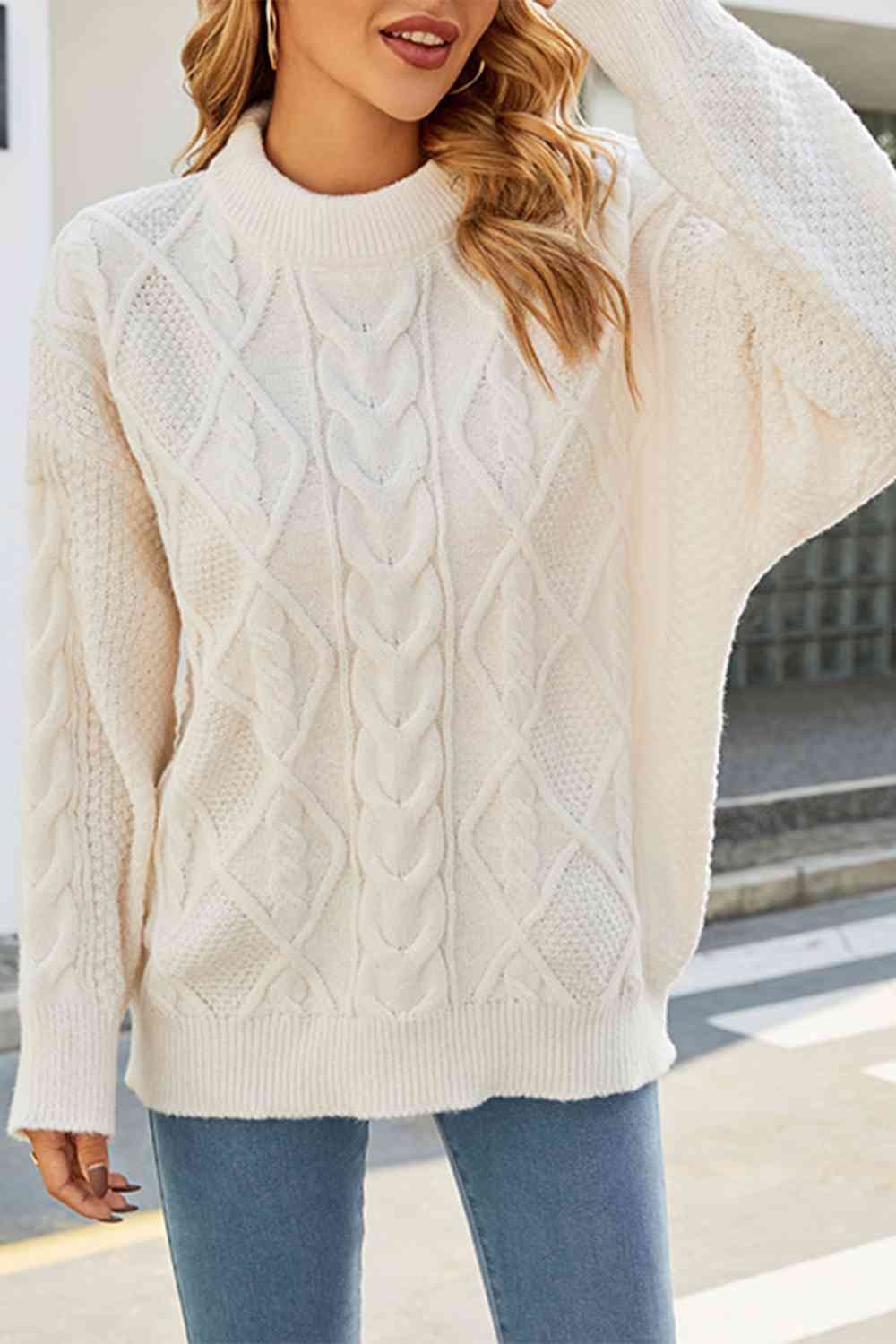 Dorothy Collection | Women's Oversized Cable Knit Sweater with Drop Shoulder Design | Cozy Layered Comfort for Autumn and Winter 1
