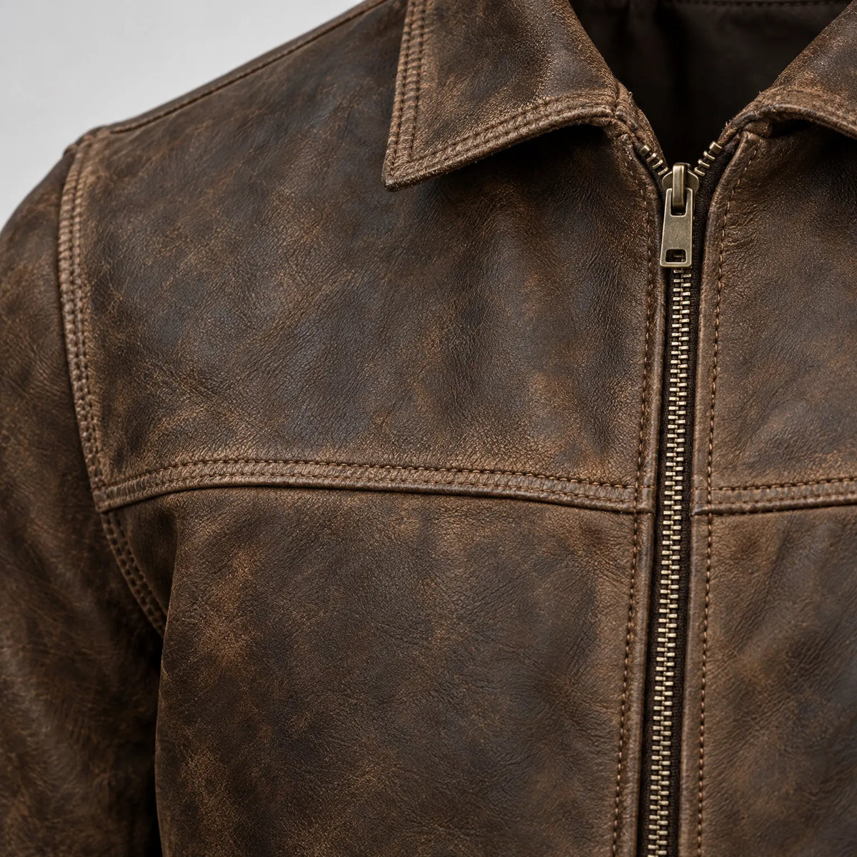 Doug  - Classic Zip-Up Leather Jacket