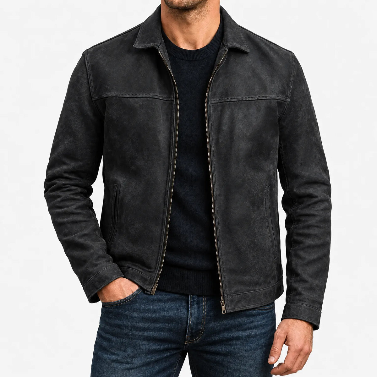 Doug  - Classic Zip-Up Leather Jacket