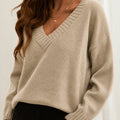 Erin Collection | Women's Oversized V-Neck Sweater with Ribbed Trim | Soft Knitwear for Comfortable Layering 0