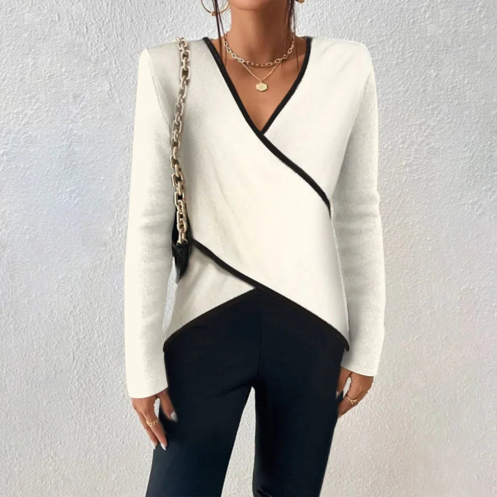 Essential Collection | Women's Fine-Knit V-Neck Sweater with Textured Knit Pattern | Versatile Layering for Everyday Comfort 0